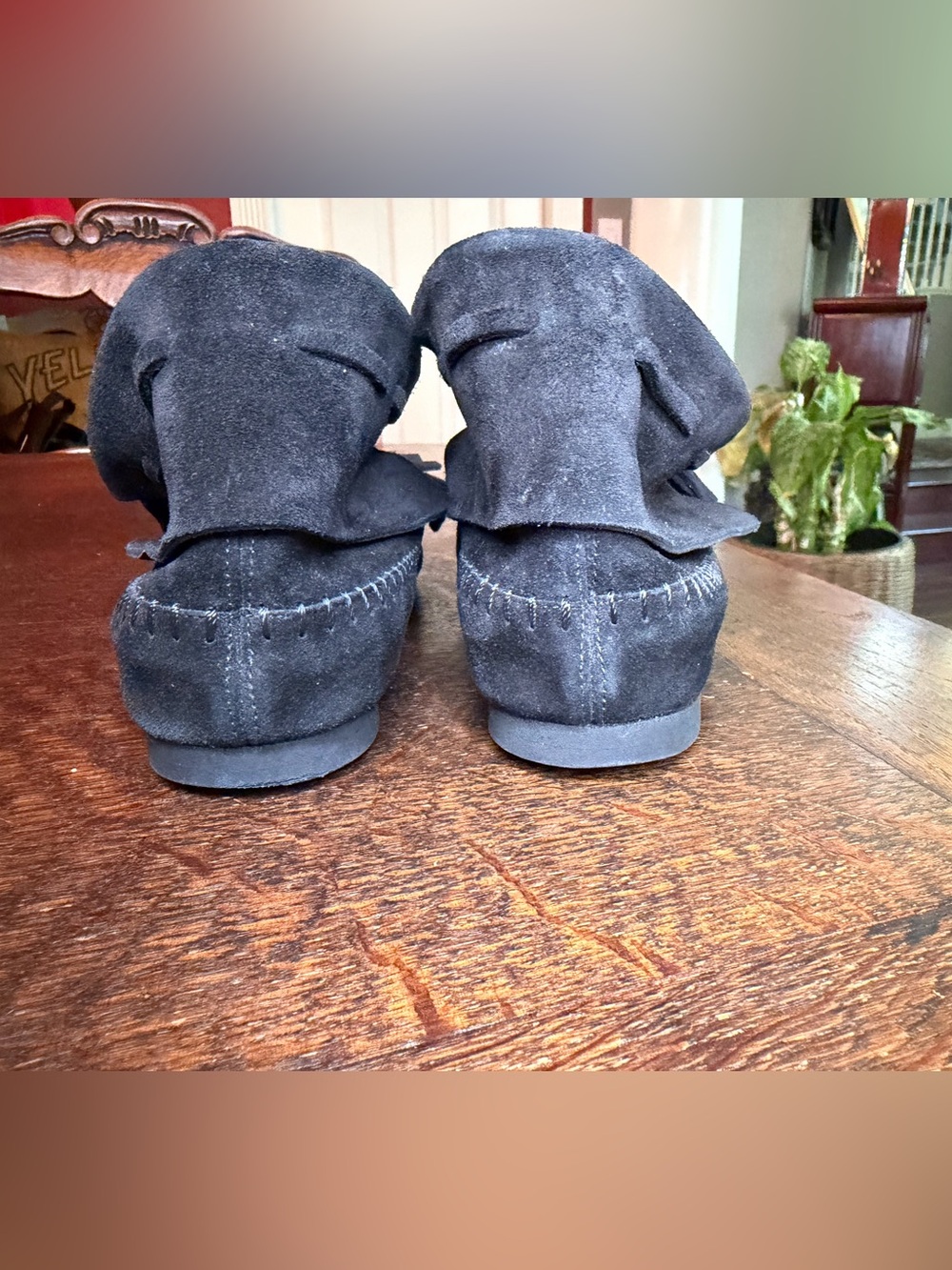 STAUD Black Suede Fringe Moccasin Loafers - Women’s Size 37 - Picture 3 of 8